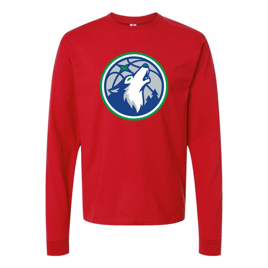 Men's Minnesota Timberwolves Long sleeves Cotton Blend T-Shirt - Red