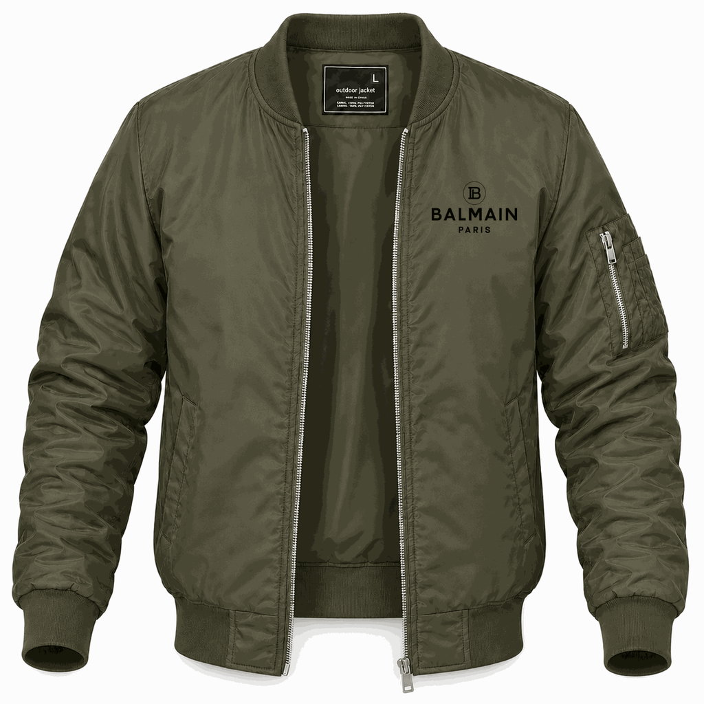 Men's Balmain Paris Lightweight Bomber Jacket - Army Green