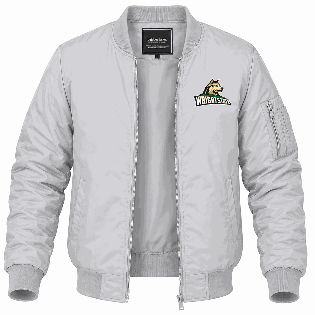 Men's Wright State Raiders Logo Lightweight Bomber Jacket - Gray