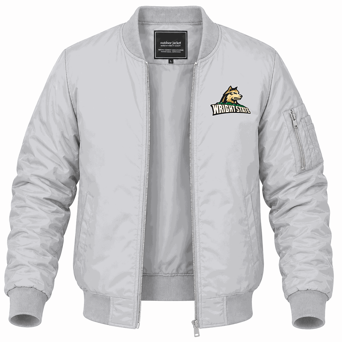 Men's Wright State Raiders Logo Lightweight Bomber Jacket - Gray