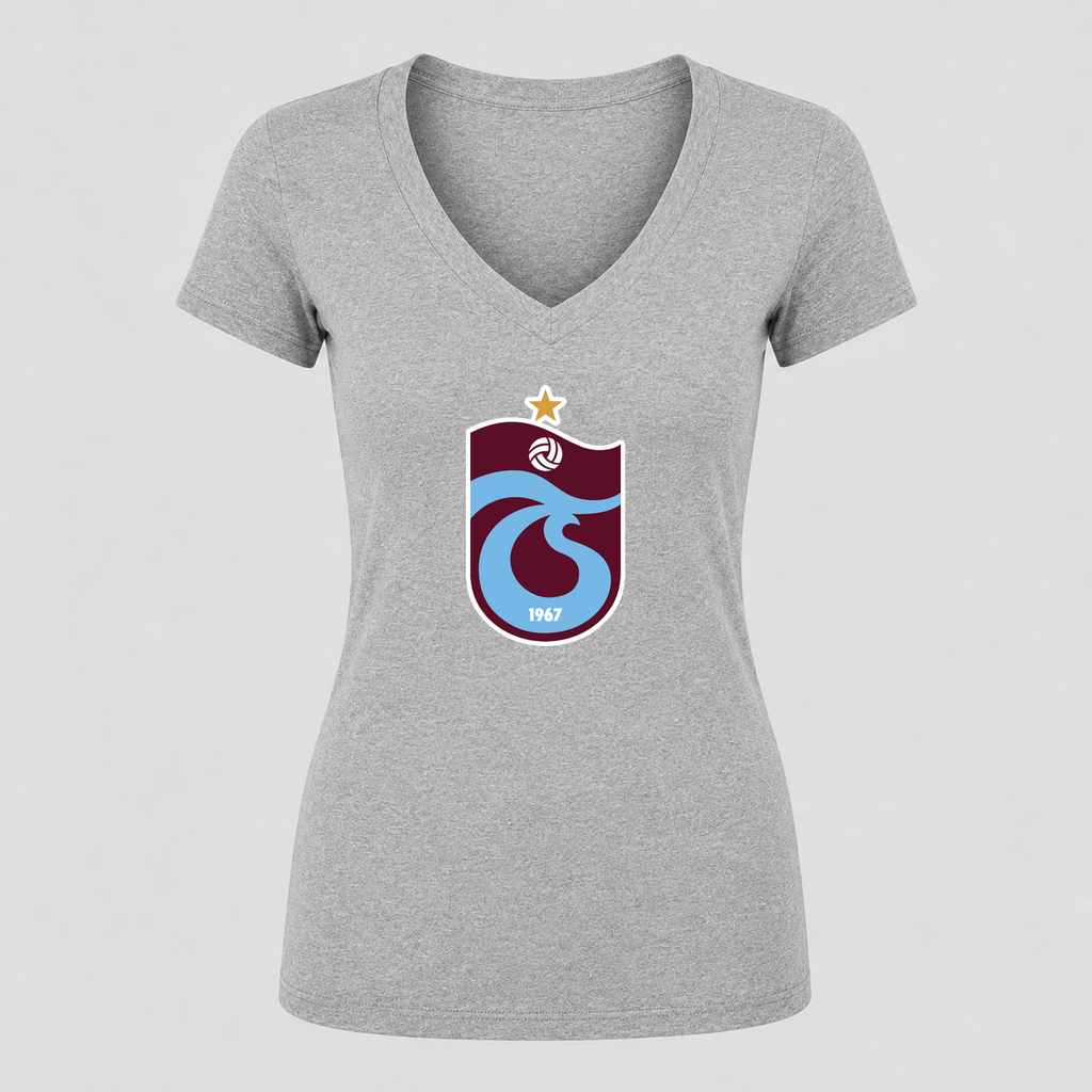 Women's Trabzonspor Soccer V Neck T-Shirt in gray