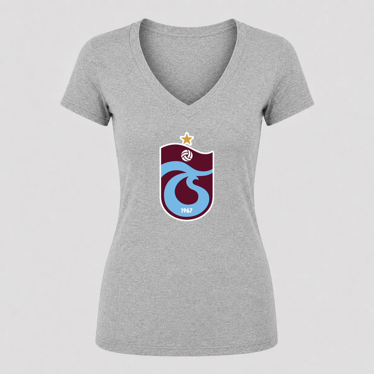 Women's Trabzonspor Soccer V Neck T-Shirt in gray