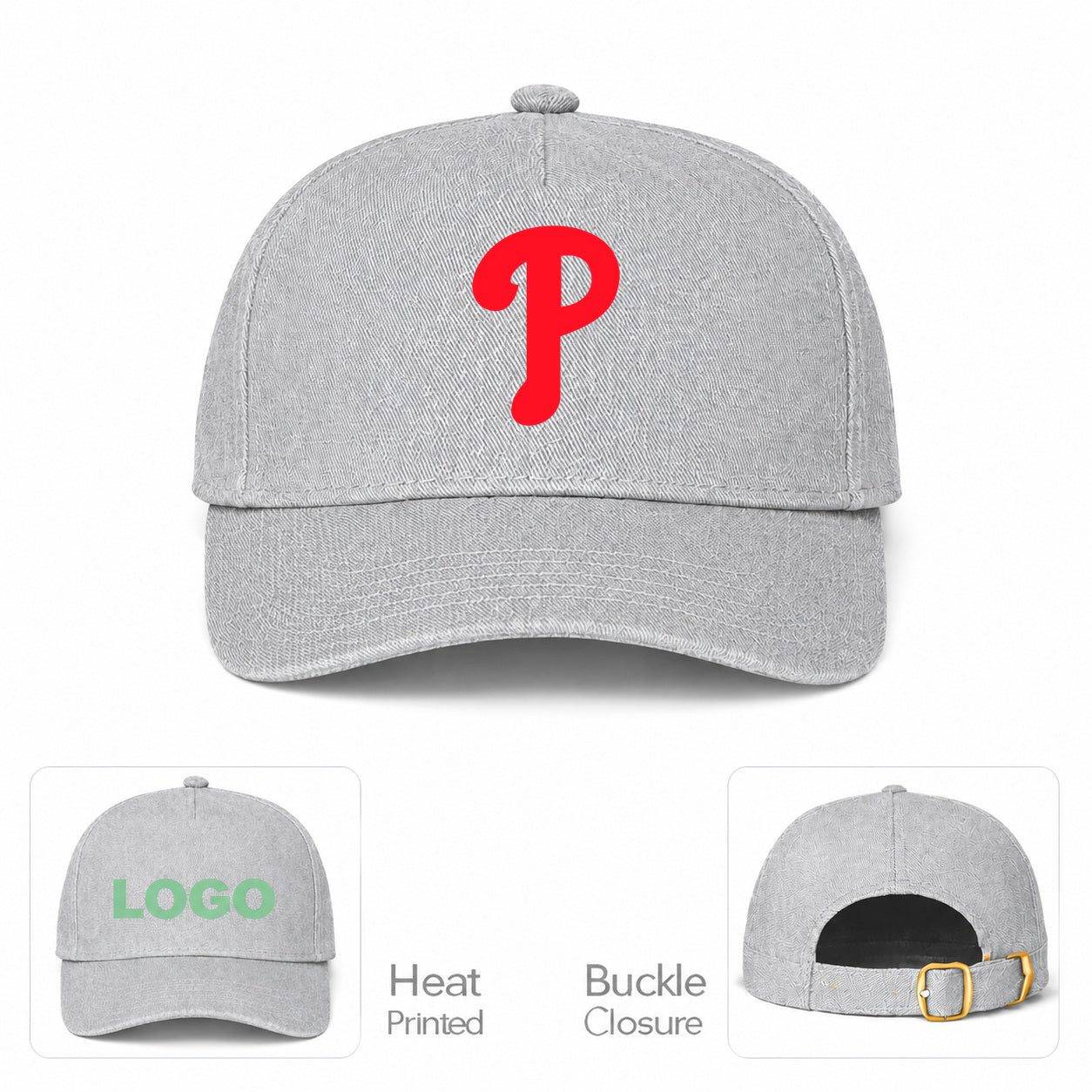 MLB Philadelphia Phillies Baseball Cap Hat - Gray