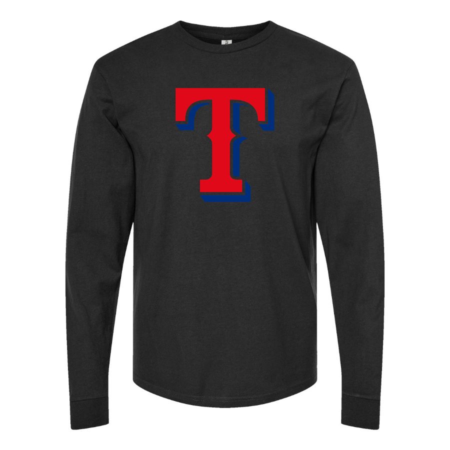 Men's Texas Rangers Long sleeves Cotton Blend T-Shirt - Black
