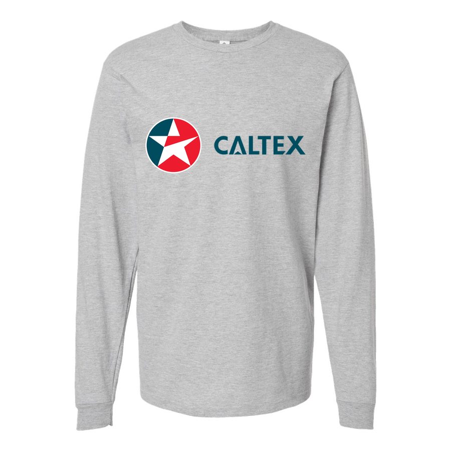 Men's Caltex-Logo Long sleeves Cotton Blend T-Shirt - Gray