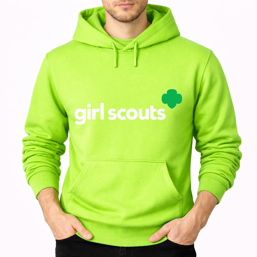 Men's Girl Scouts White Logo Pullover Hoodie - Lime green
