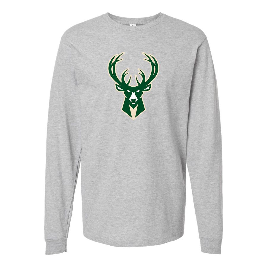 Men's Milwaukee Bucks Long sleeves Cotton Blend T-Shirt - Gray