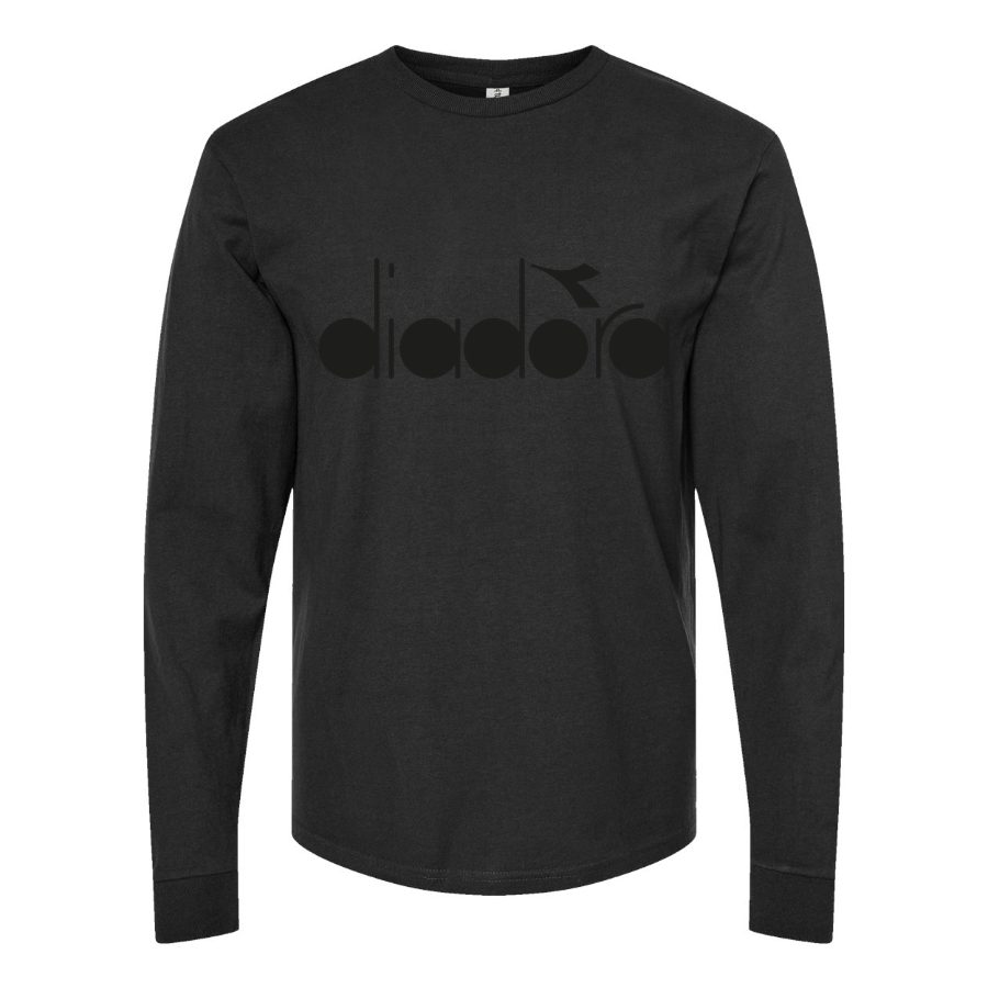 Men's Diadora-logo-1536x864 Long sleeves Cotton Blend T-Shirt - Black