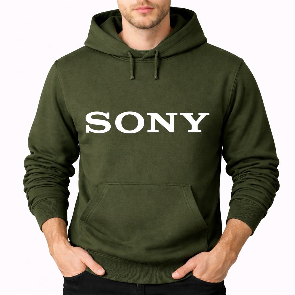 Men's Sony White Pullover Hoodie - Army Green