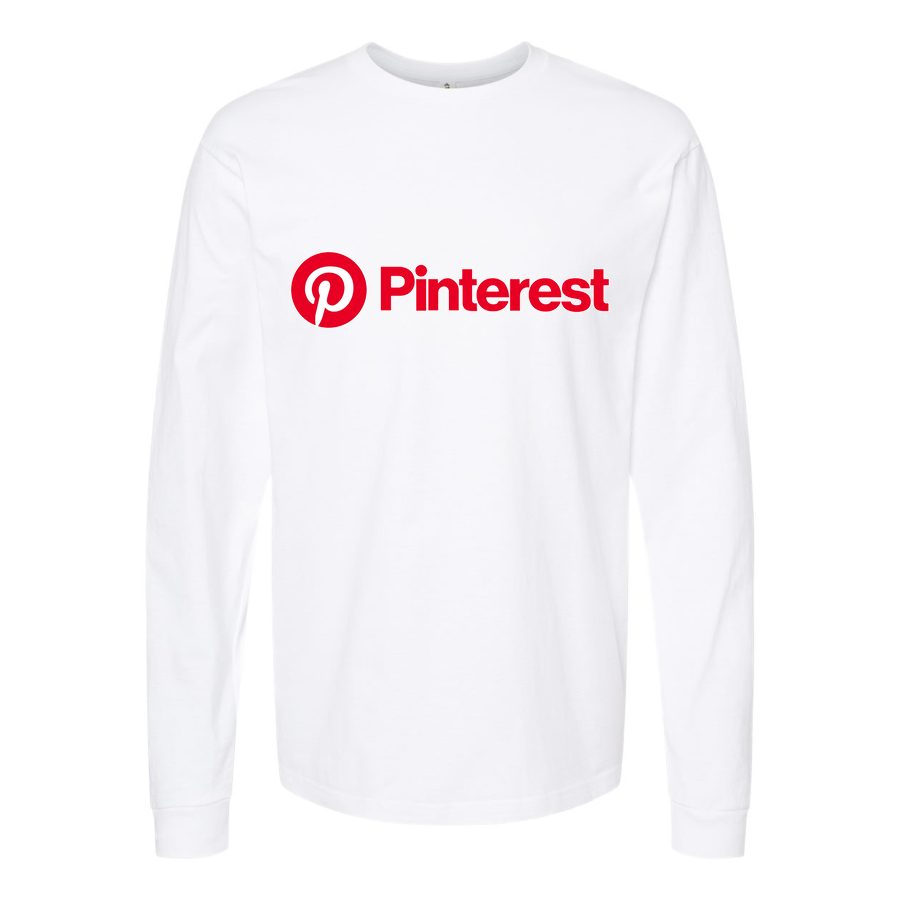 Men's pinterest-logo Long sleeves Cotton Blend T-Shirt - White