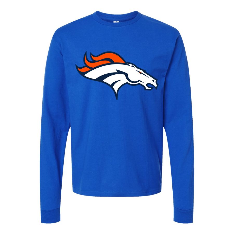 Men's Denver Broncos Long sleeves Cotton Blend T-Shirt - Blue