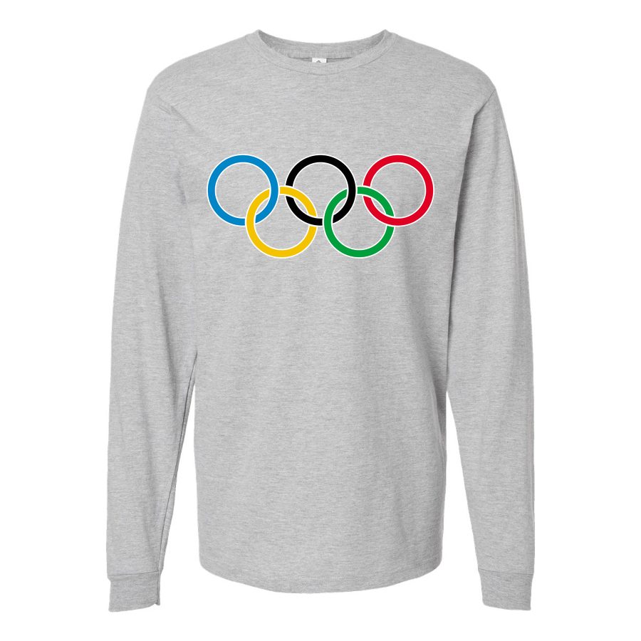 Men's Olympic Ring BK-logo Long sleeves Cotton Blend T-Shirt - Gray