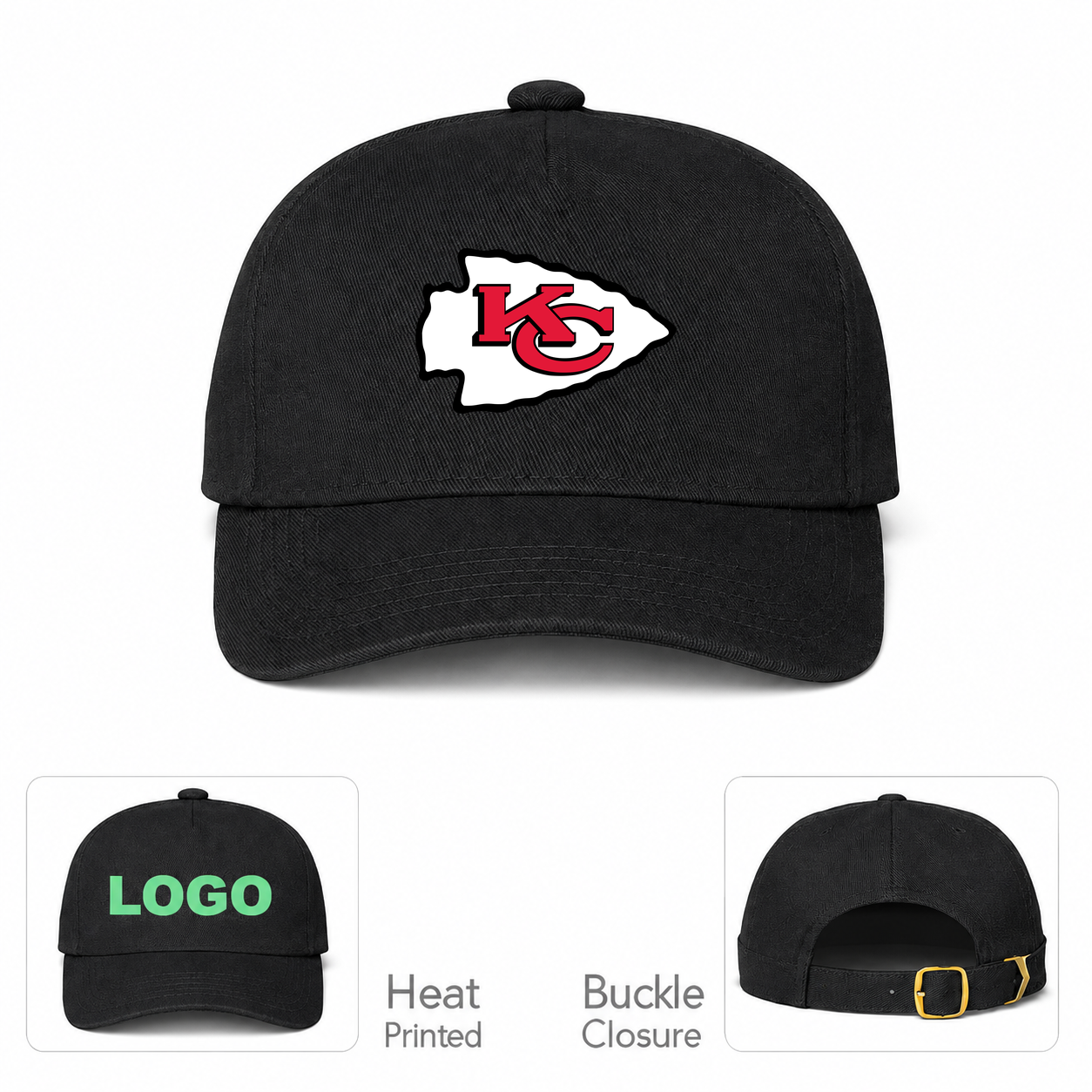 Kansas City Chiefs Black Baseball Cap Hat