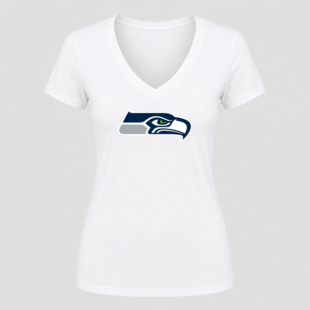 Women's Seattle Seahawks V Neck T-Shirt in white