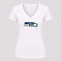 Women's Seattle Seahawks V Neck T-Shirt in white