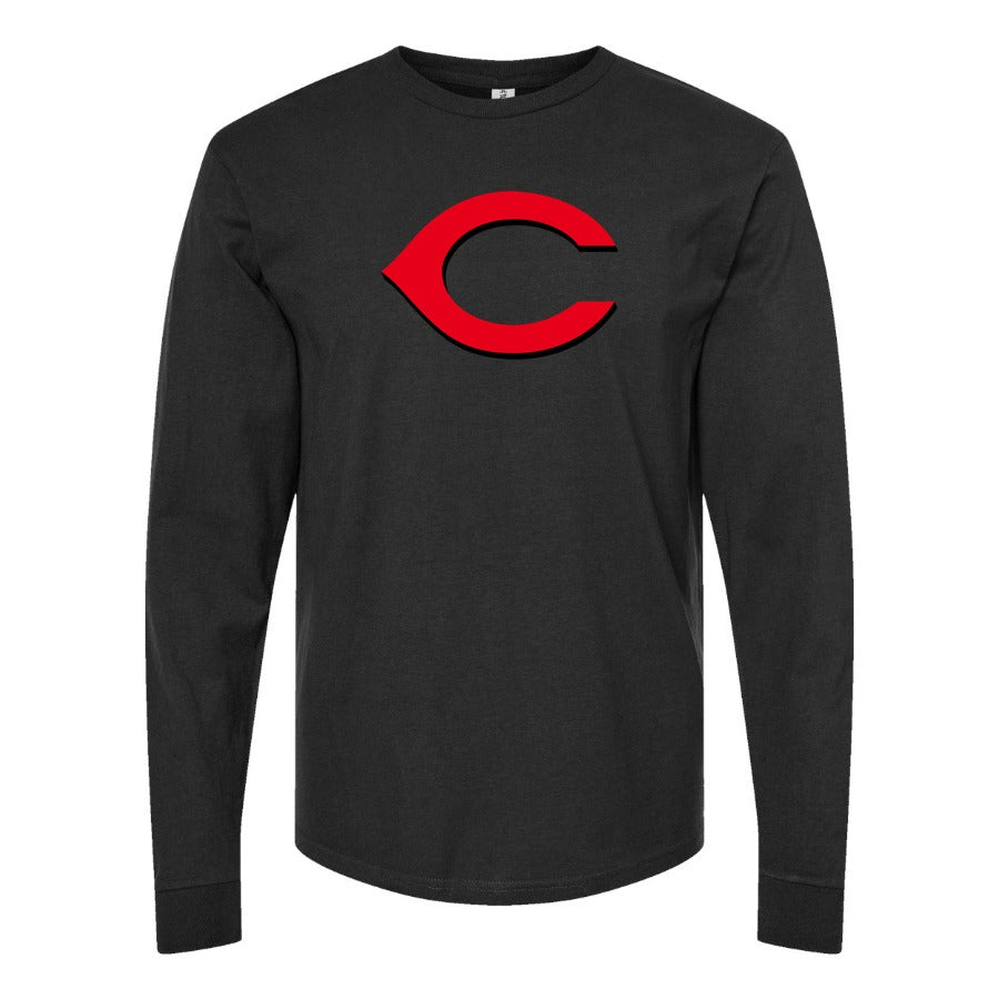 Men's Cincinnati Reds Long sleeves Cotton Blend T-Shirt - Black