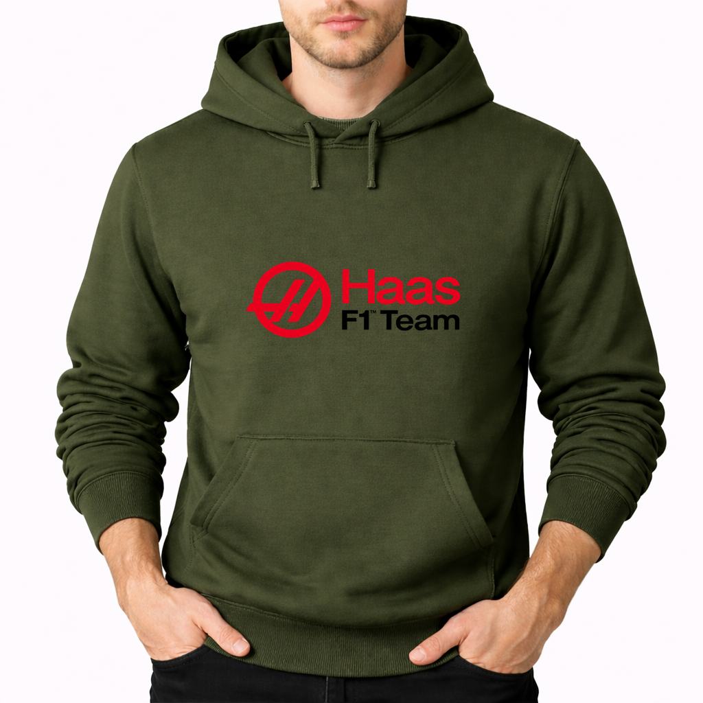 Men's Haas F1 Team Pullover Hoodie - Army Green