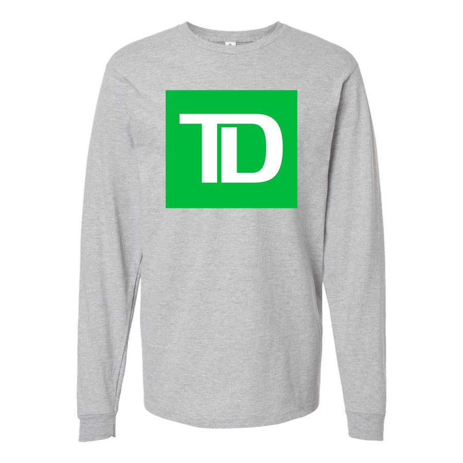 Men's TD-Bank-logo-1536x864 Long sleeves Cotton Blend T-Shirt - Gray