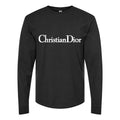 Men's Dior Logo White Long sleeves Cotton Blend T-Shirt - Black