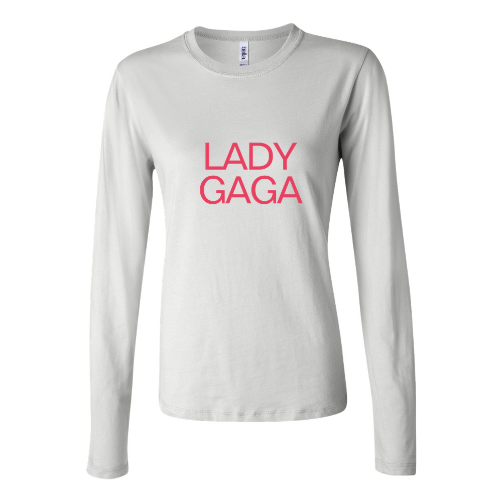 Women's Lady Gaga Logo 768x428 Long Sleeve T-Shirt - White