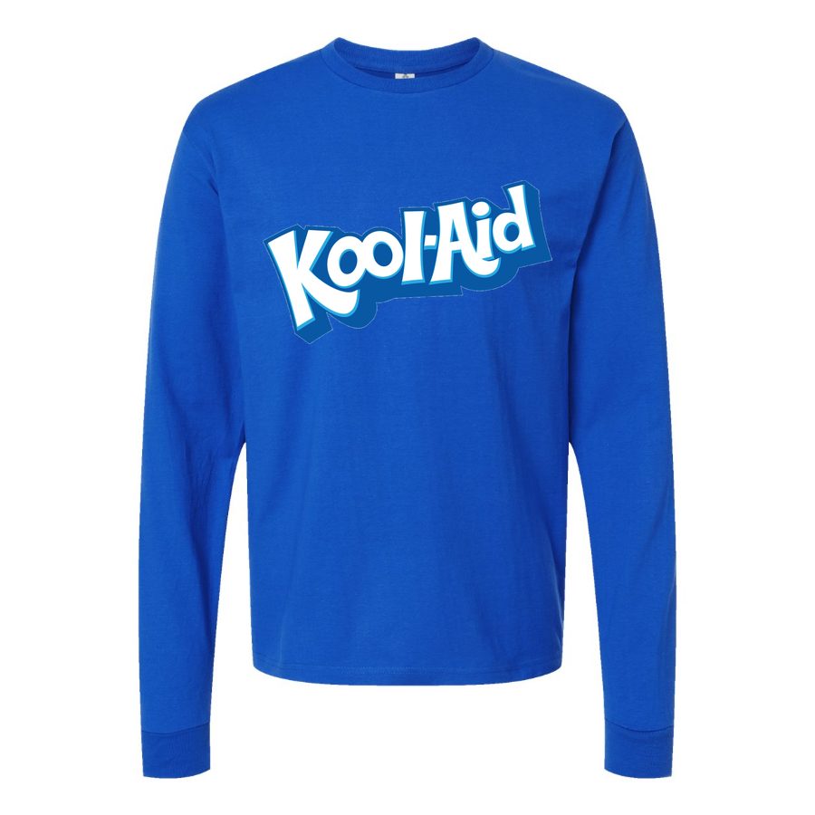 Men's Kool aid brand logo Long sleeves Cotton Blend T-Shirt - Blue