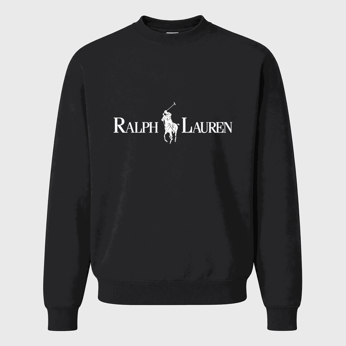 Men's Polo Ralph Lauren White Logo Crewneck Sweatshirt - Black