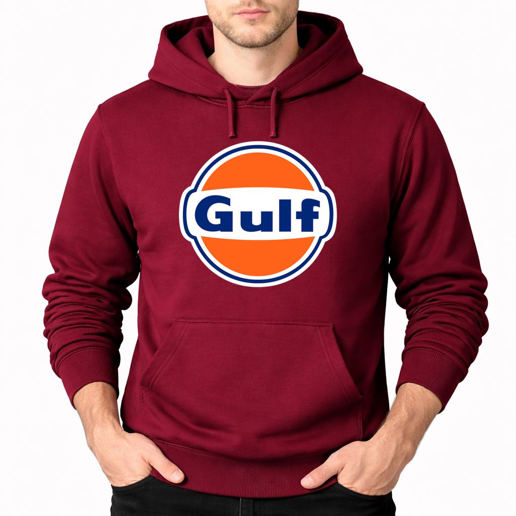 Men's Gulf Oil Pullover Hoodie - Burgundy