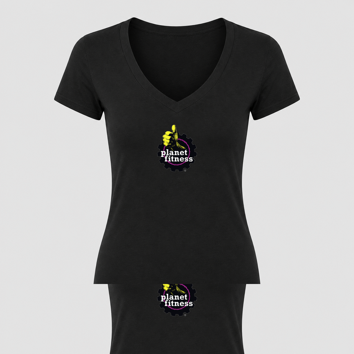 Women's Planet Fitness V Neck T-Shirt in black