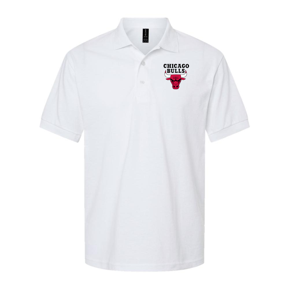 Men's Chicago Bulls Black Logo Dry Blend Polo - White