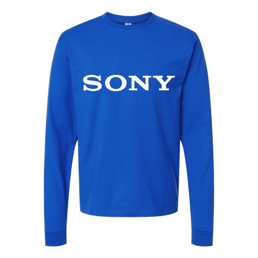 Men's Sony White Logo Long sleeves Cotton Blend T-Shirt - Blue