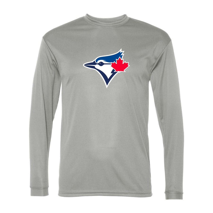 Men's Toronto Blue Jays Polyester Long Sleeve T-Shirt - Gray