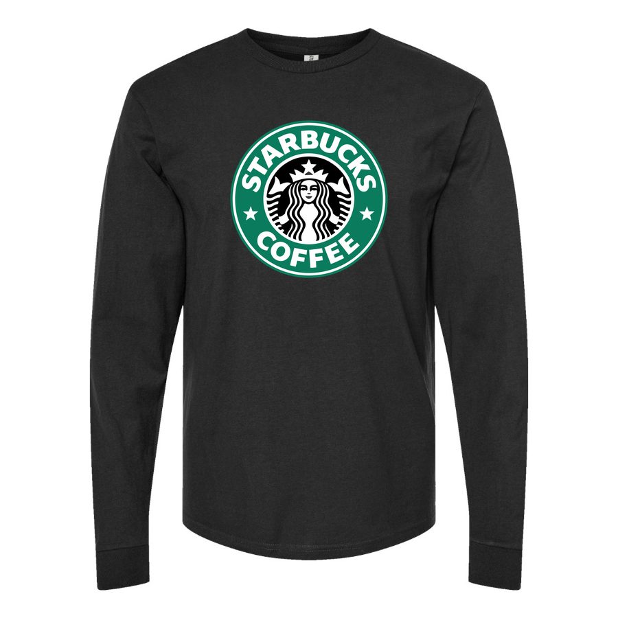 Men's starbucks-logo-starbucks-icon-transparent-free-png Long sleeves Cotton Blend T-Shirt - Black