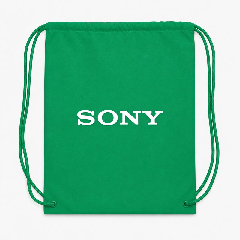 Sony White Drawstring Bag - Green