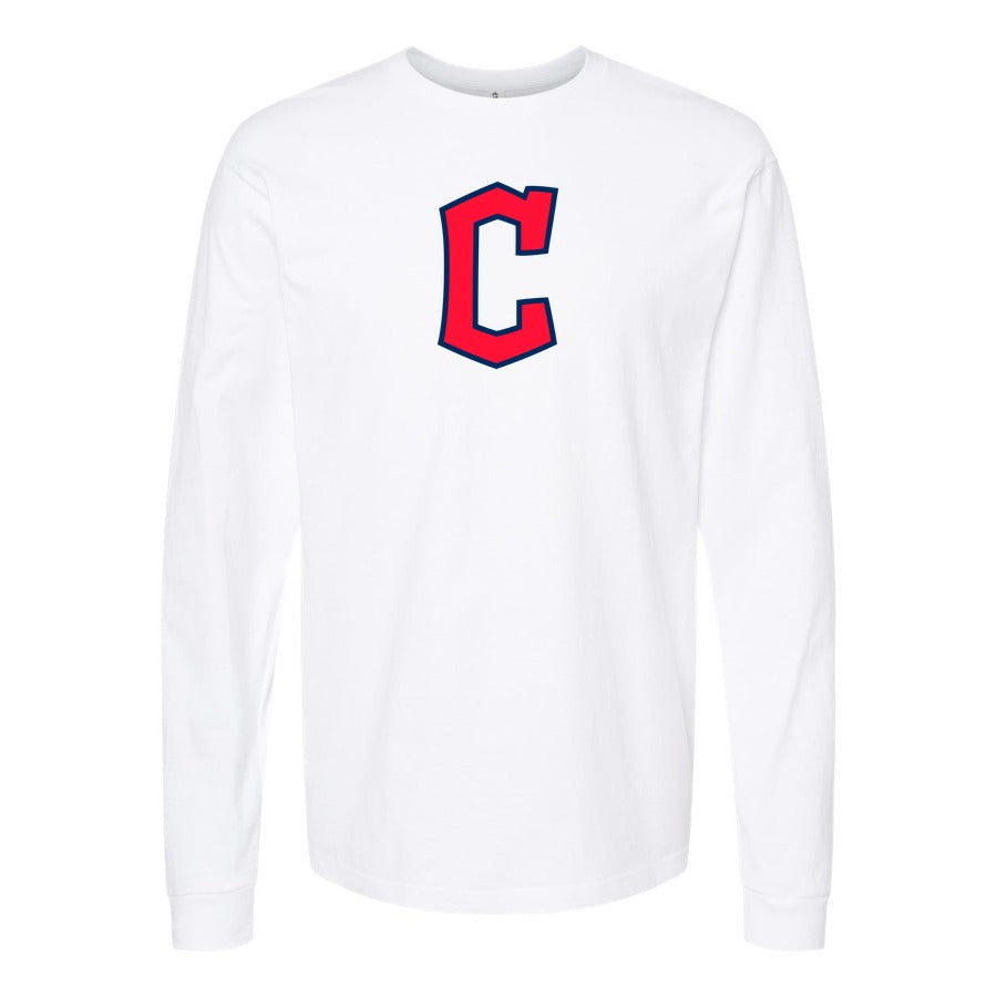 Men's Cleveland Guardians Long sleeves Cotton Blend T-Shirt - White