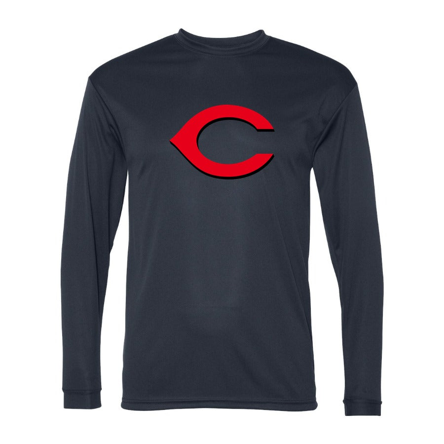 Men's Cincinnati Reds Polyester Long Sleeve T-Shirt - Navy