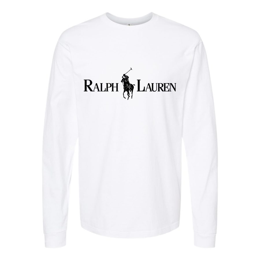 Men's Polo-Ralph-Lauren-Logo Black Long sleeves Cotton Blend T-Shirt - White