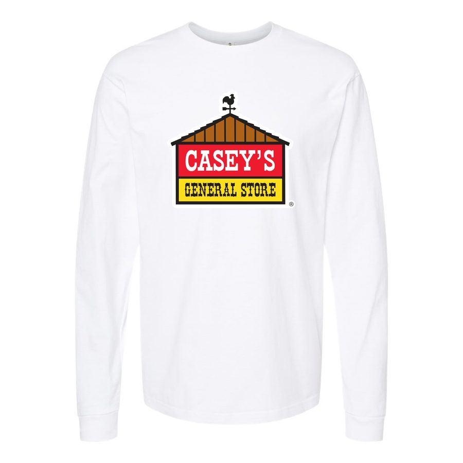 Men's Caseys-General-Stores-Logo-1536x864 Long sleeves Cotton Blend T-Shirt - White