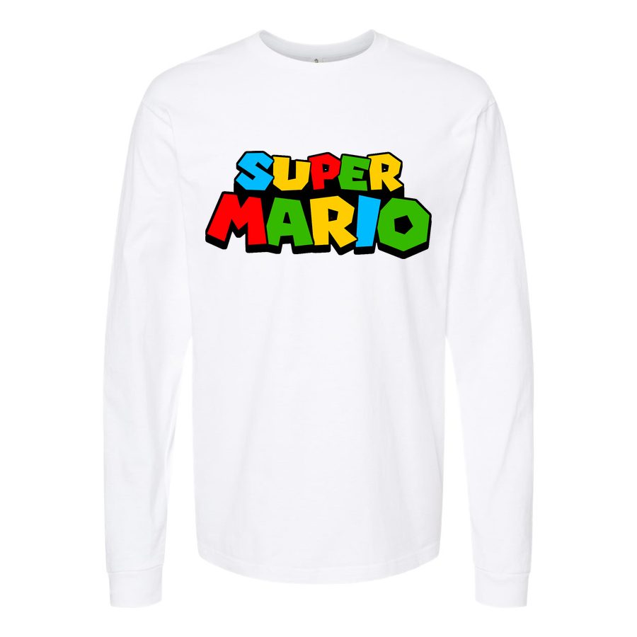 Men's Super Mario Long sleeves Cotton Blend T-Shirt - White