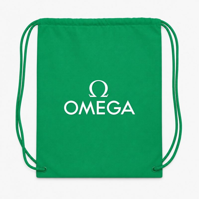 Omega White Drawstring Bag - Green
