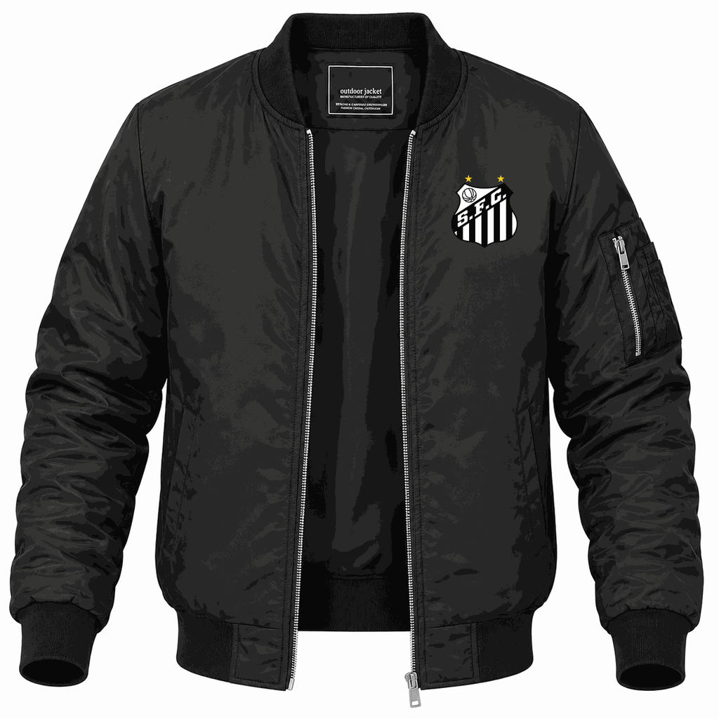 Men's Santos FC Lightweight Bomber Jacket - Black