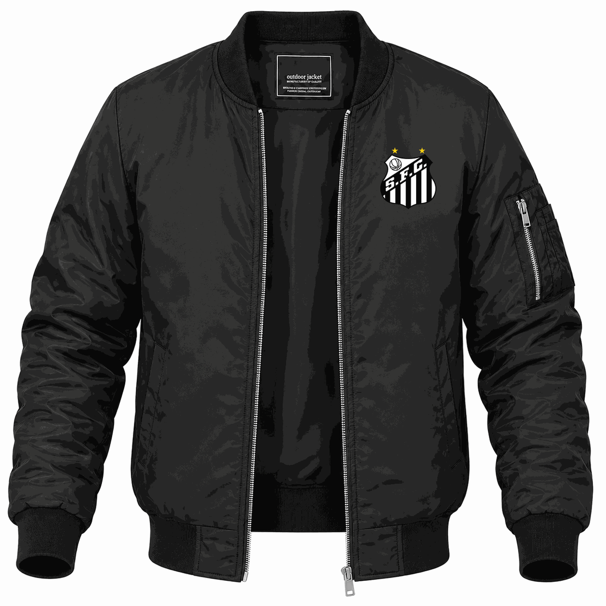 Men's Santos FC Lightweight Bomber Jacket - Black