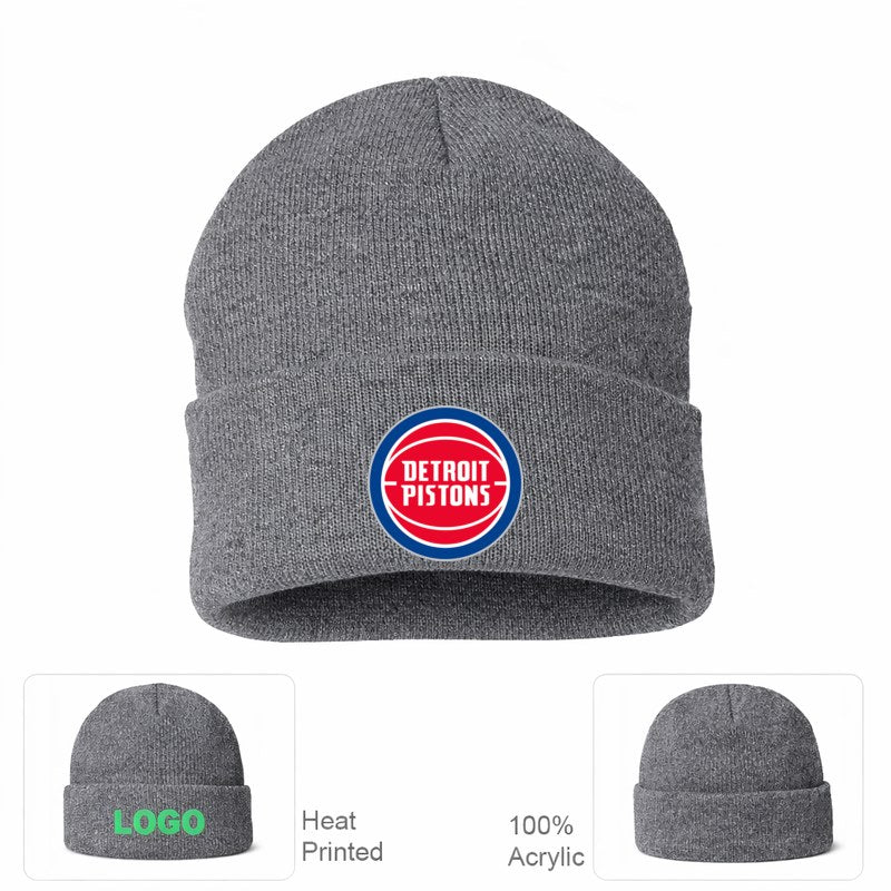 Detroit Pistons Grey Beanie Hat