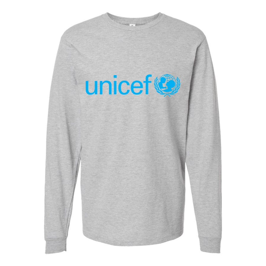 Men's UNICEF-logo-1536x864 Long sleeves Cotton Blend T-Shirt - Gray