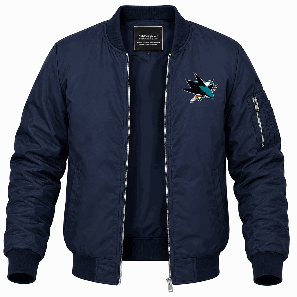 Men's San Jose Sharks Lightweight Bomber Jacket - Navy