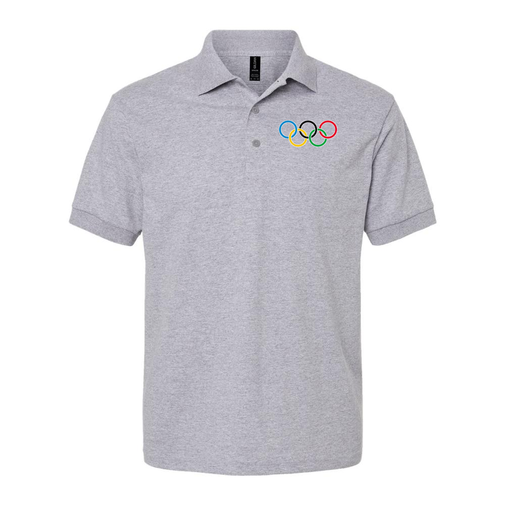 Men's Olympic Rings Black Logo Dry Blend Polo - Gray