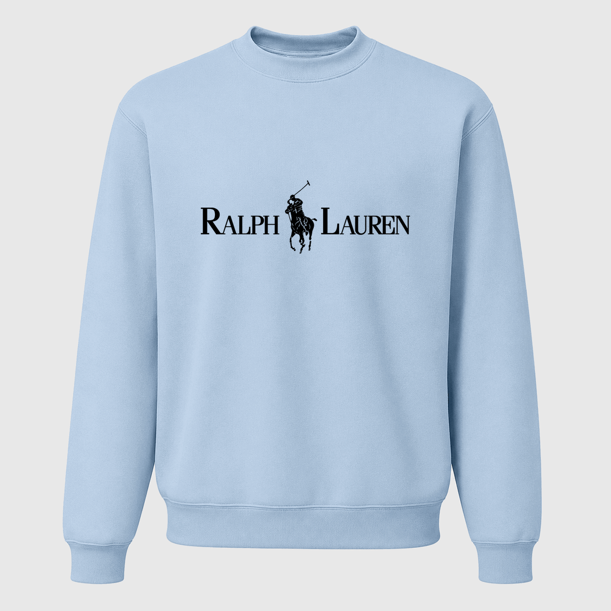 Men's Polo Ralph Lauren Black Logo Crewneck Sweatshirt - Sky Blue