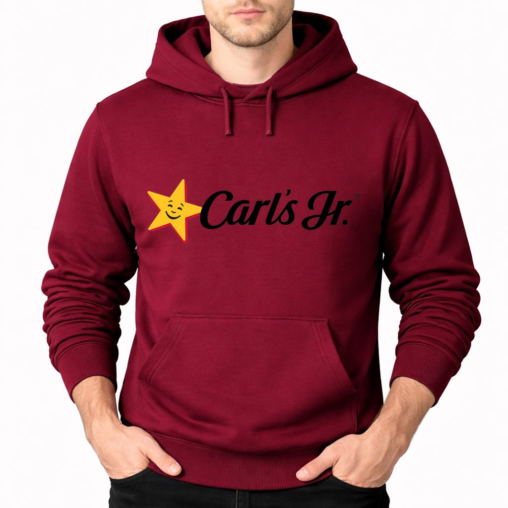 Men's Carl's Jr. Pullover Hoodie - Burgundy