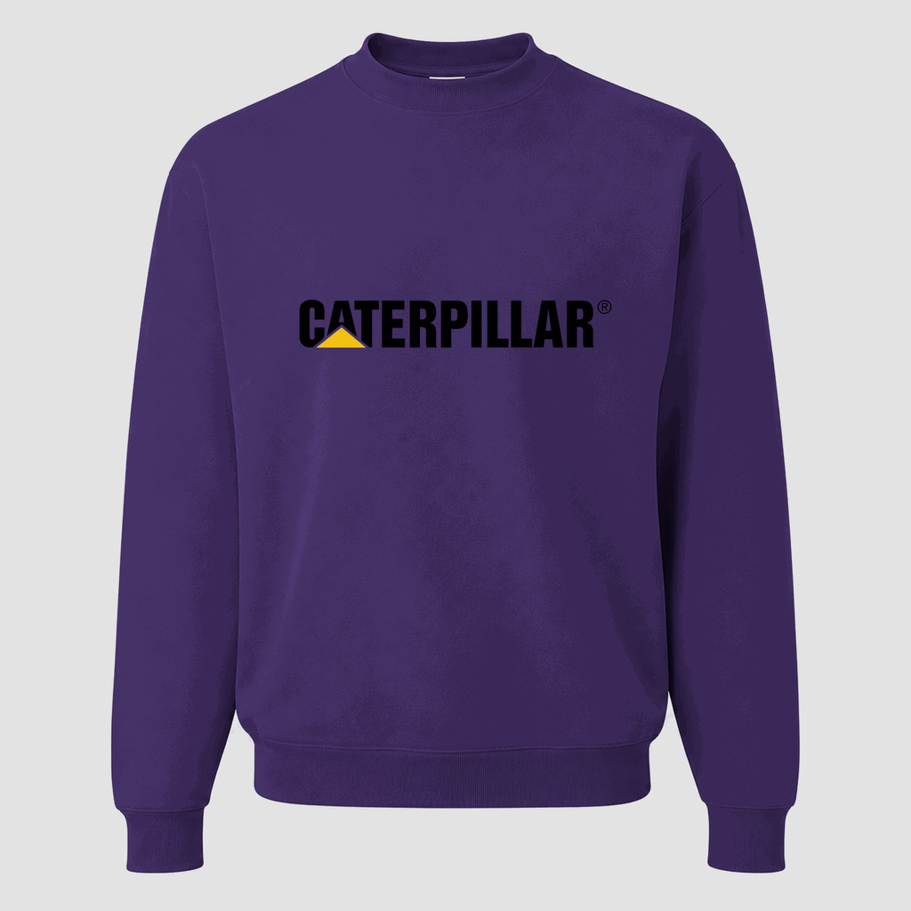 Men's Caterpillar Black Logo Crewneck Sweatshirt - Purple