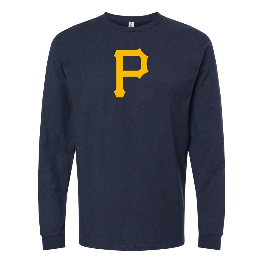 Men's Pittsburgh Pirates Long sleeves Cotton Blend T-Shirt - Navy
