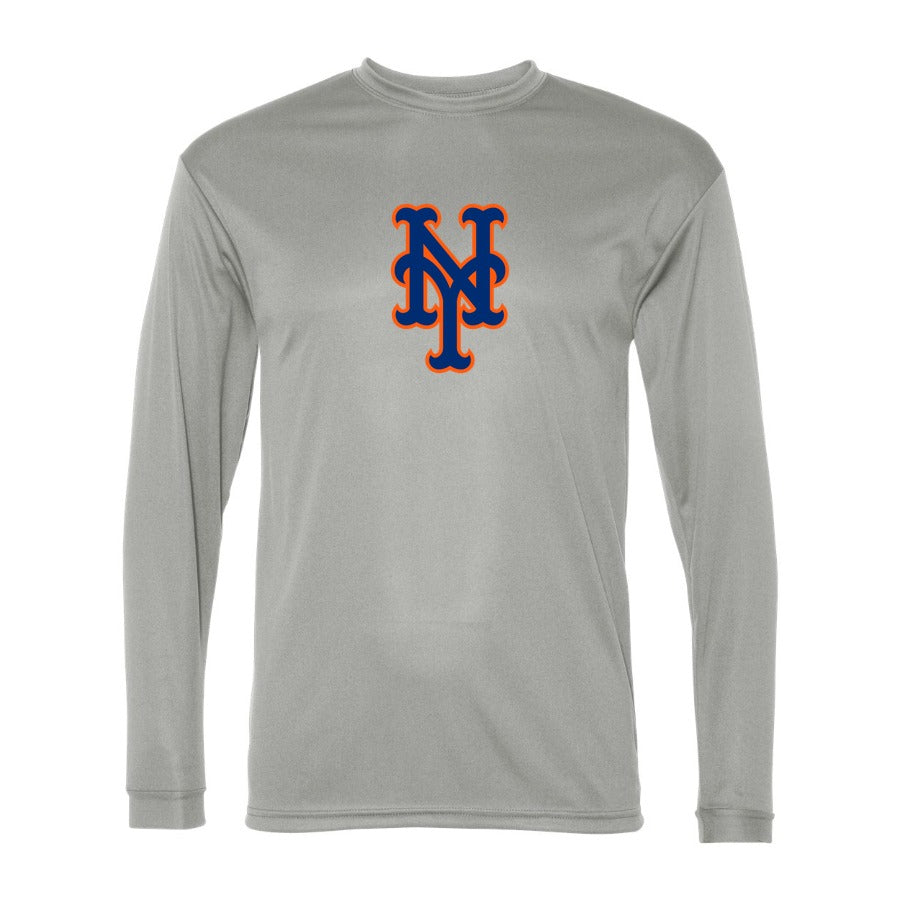 Men's New York Mets Polyester Long Sleeve T-Shirt - Gray